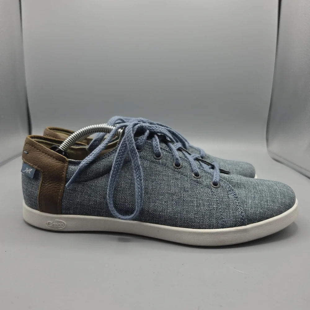 Chaco Ionia Sneakers Womens Size 9 Blue Denim Chambray Comfort Lace Up Walking